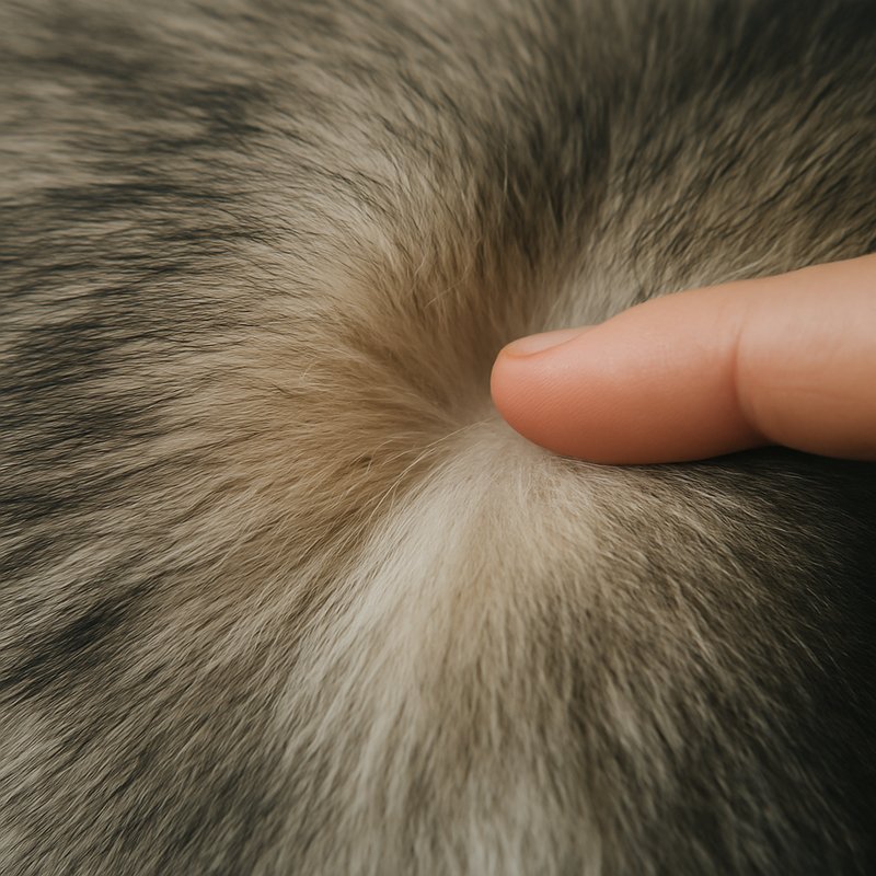 A macro photograph of a husky's coat showing dense undercoat beneath the longer guard hairs
